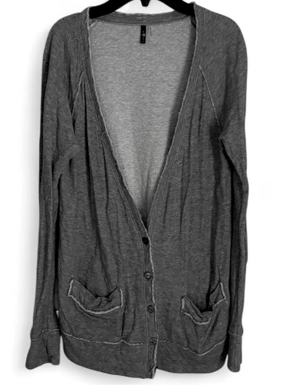 Vintage 7 For All Mankind Jeans raw edge cotton jersey knit cardigan